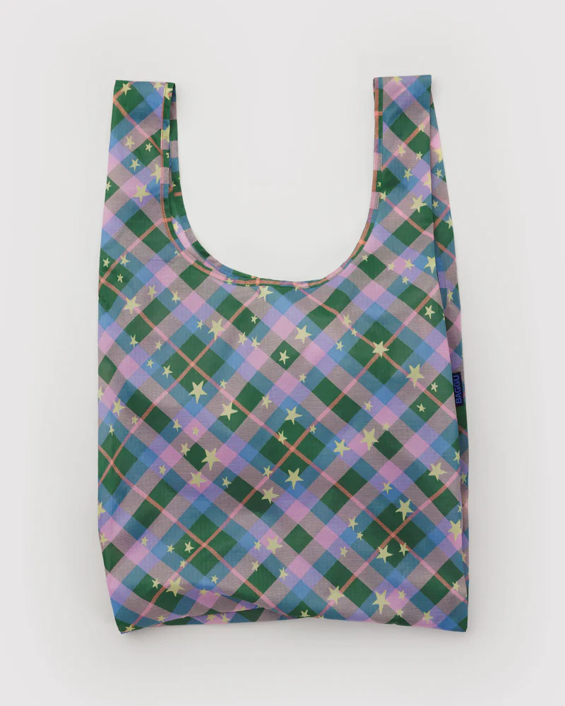 Baggu - Green Star Plaid Standard Baggu Reusable Bag