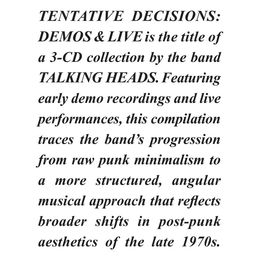 Talking Heads - Tentative Decisions: Demos & Live (Rhino) (3xCD) (New CD)